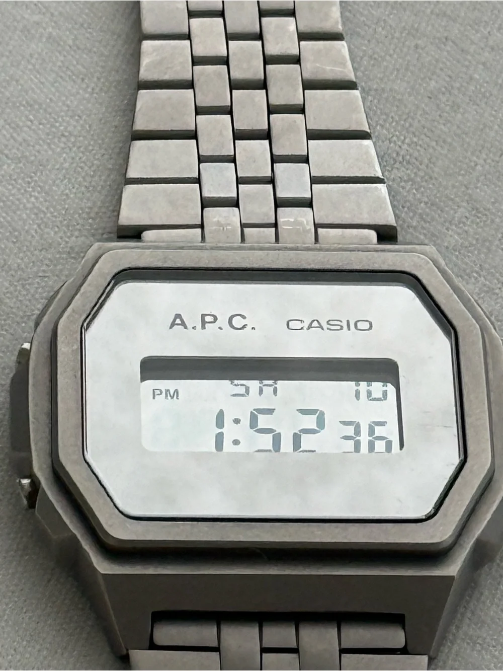 Casio A.P.C. Digital Watch in Silver Gray
